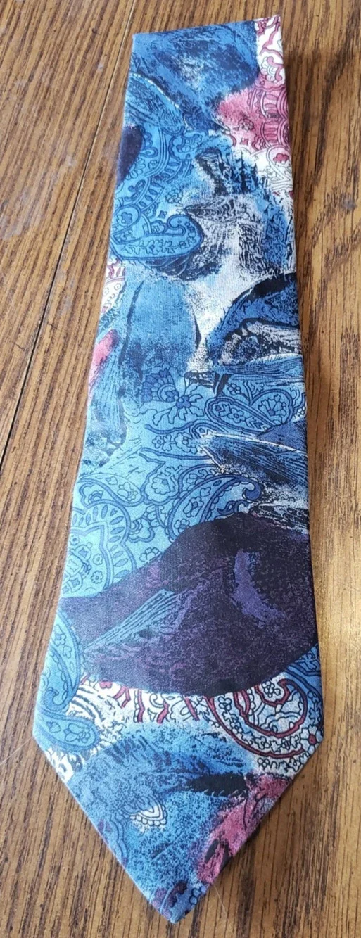 Blue and Red Abstract Colorful Paisley Necktie Tie